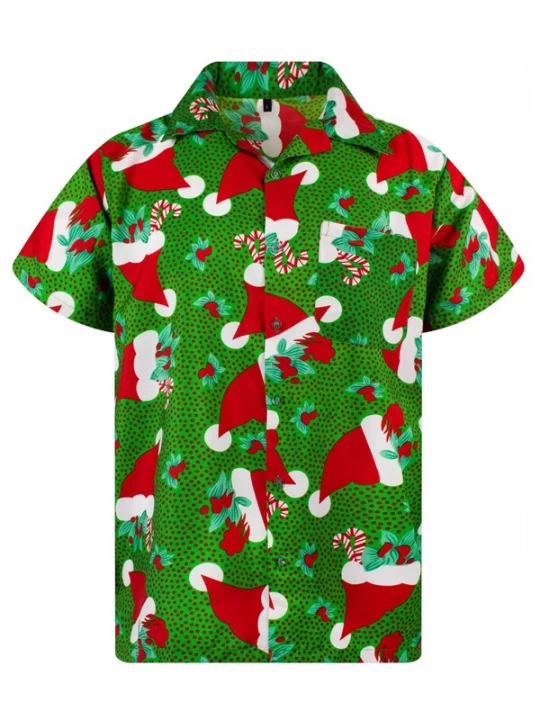 Foto van product King Kameha Overhemd 'Christmas Hats' groen