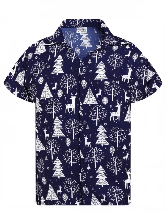 Foto van product King Kameha Overhemd 'Christmas Reindeer' blauw