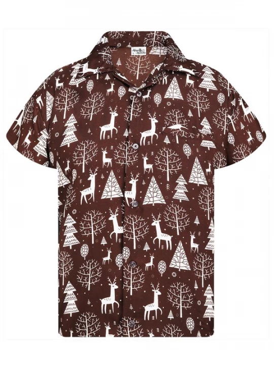 Foto van product King Kameha Overhemd 'Christmas Reindeer' bruin