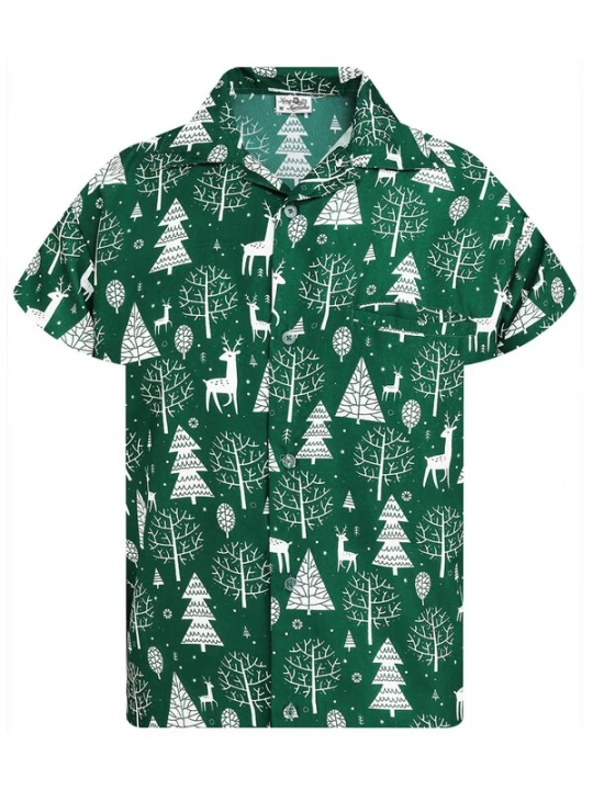 Foto van product King Kameha Overhemd 'Christmas Reindeer' groen