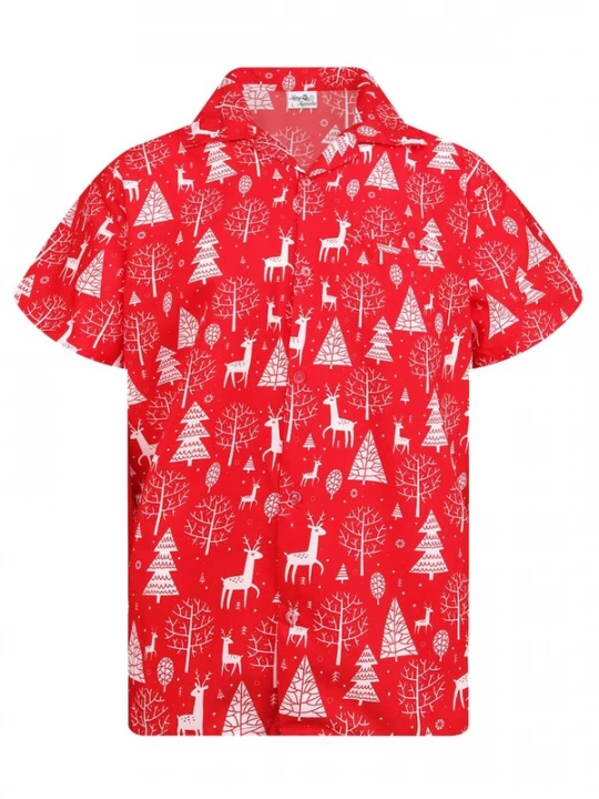 Foto van product King Kameha Overhemd 'Christmas Reindeer' rood