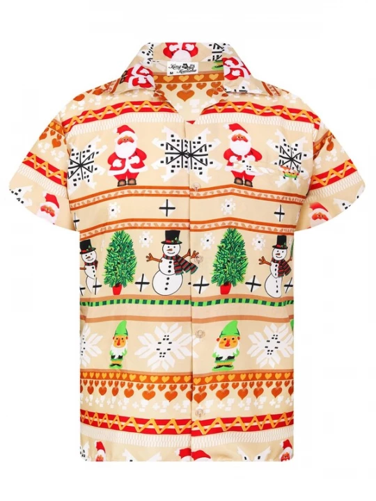 Foto van product King Kameha Overhemd 'Christmas Rows' beige
