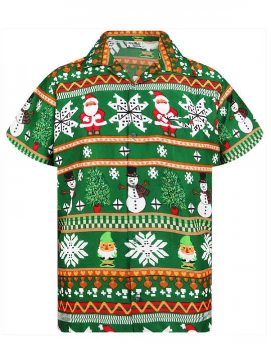 Foto van product King Kameha Overhemd 'Christmas Rows' groen