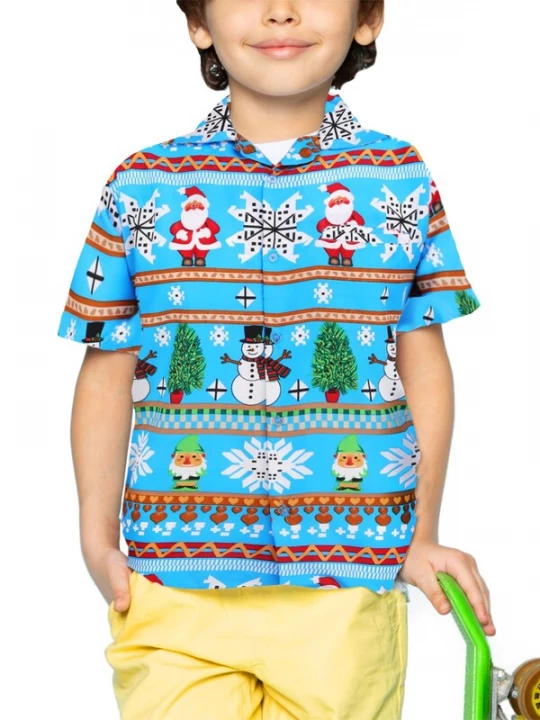 Foto van product King Kameha Overhemd 'Christmas Rows' lichtblauw