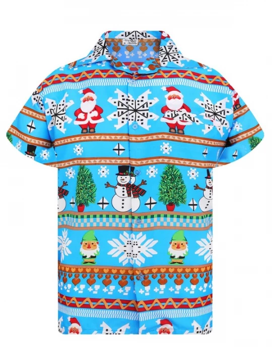 Foto van product King Kameha Overhemd 'Christmas Rows' lichtblauw