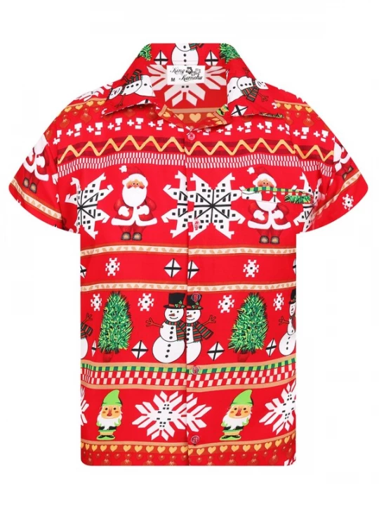 Foto van product King Kameha Overhemd 'Christmas Rows' rood