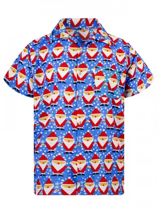 Foto van product King Kameha Overhemd 'Christmas Santa Allover' blauw