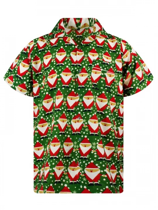 Foto van product King Kameha Overhemd 'Christmas Santa Allover' groen