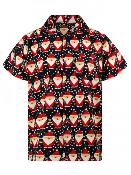 Foto van product King Kameha Overhemd 'Christmas Santa Allover' zwart