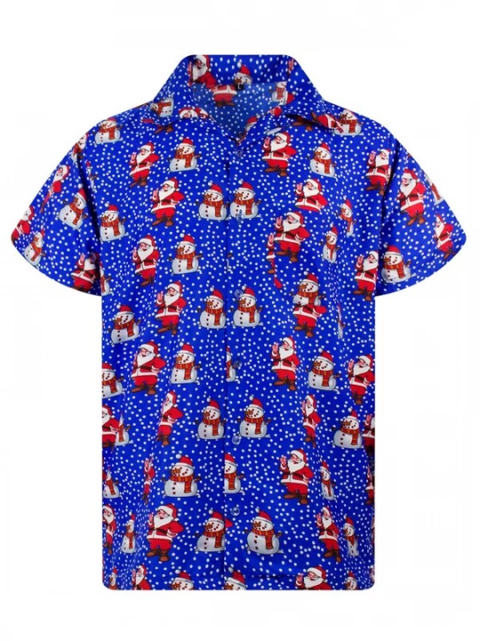Foto van product King Kameha Overhemd 'Christmas Santa Likes' blauw