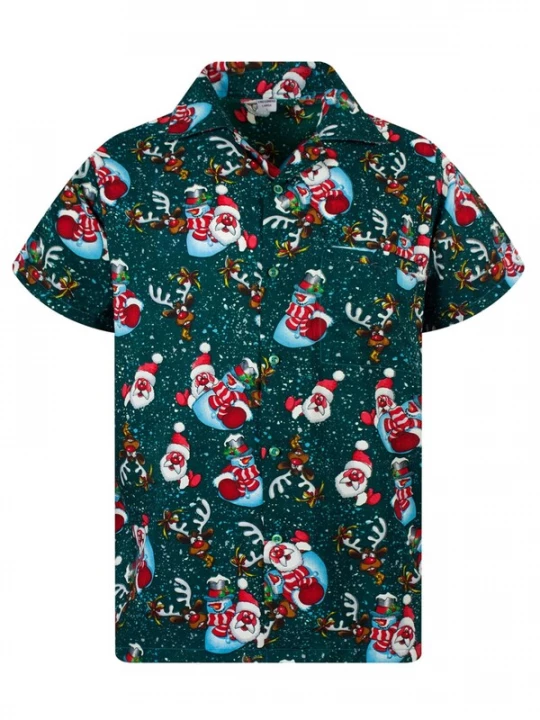 Foto van product King Kameha Overhemd 'Christmas Snowflakes' groen