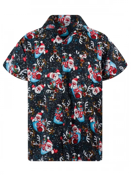 Foto van product King Kameha Overhemd 'Christmas Snowflakes' zwart