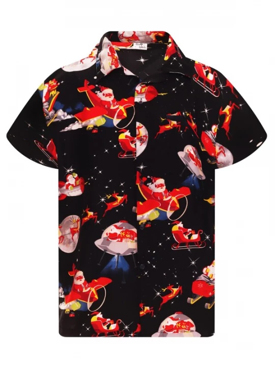 Foto van product King Kameha Overhemd 'Christmas Space Santa' zwart