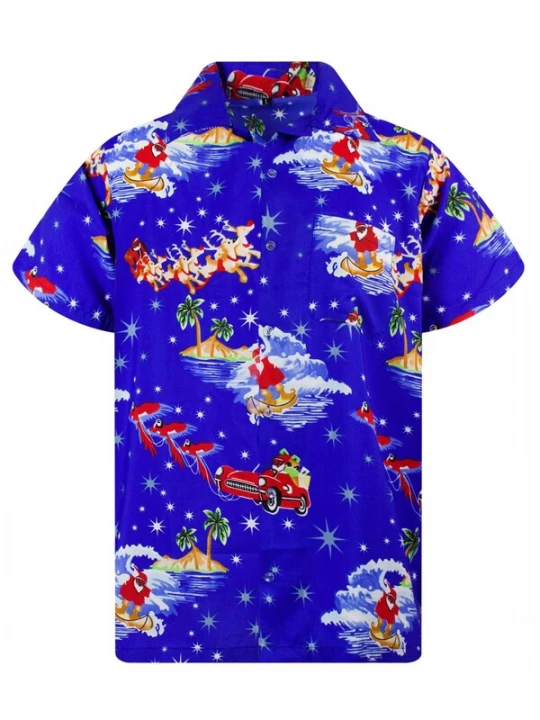Foto van product King Kameha Overhemd 'Christmas Surf Santa' blauw