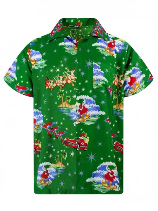 Foto van product King Kameha Overhemd 'Christmas Surf Santa' groen