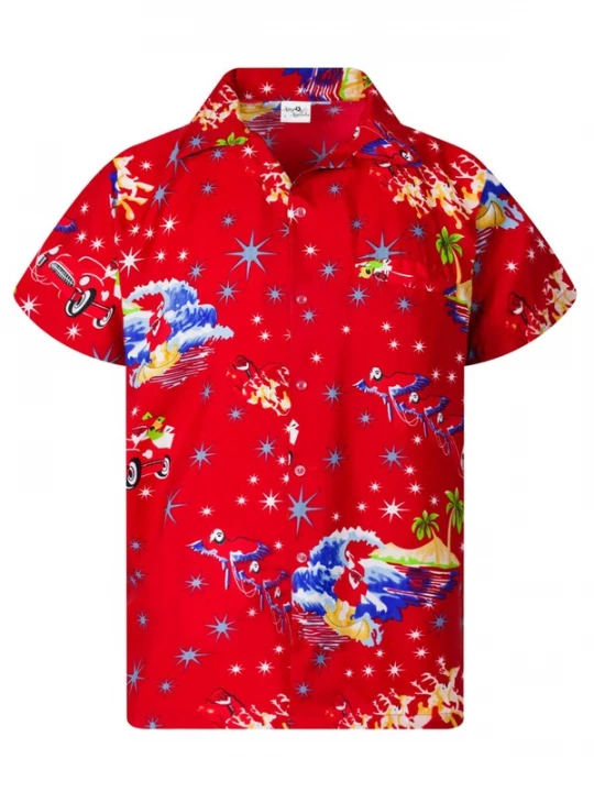 Foto van product King Kameha Overhemd 'Christmas Surf Santa' rood