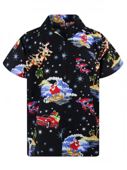 Foto van product King Kameha Overhemd 'Christmas Surf Santa' zwart