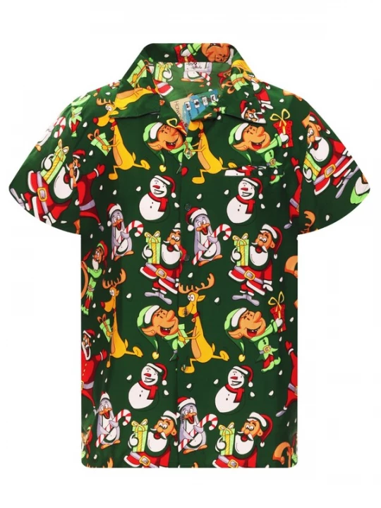 Foto van product King Kameha Overhemd 'Christmas Written Santa' groen