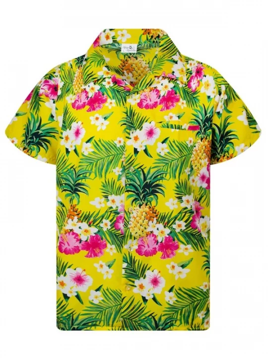 Foto van product King Kameha Shirt 'Pineapple Flowers' geel