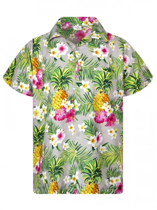 Foto van product King Kameha Overhemd 'Pineapple Flowers' grijs