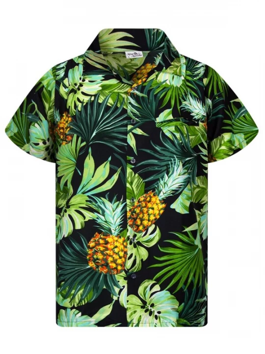 Foto van product King Kameha Shirt 'Pineapple Leaves' zwart