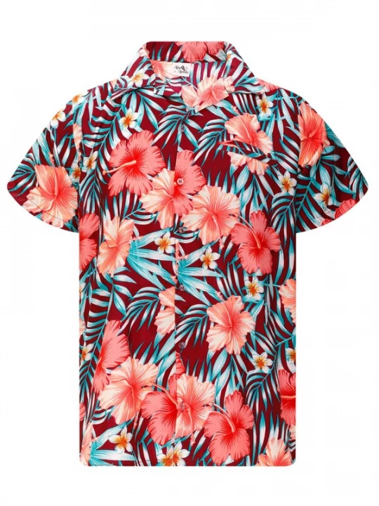 Foto van product King Kameha Overhemd 'Tropical Hibiscus' rood