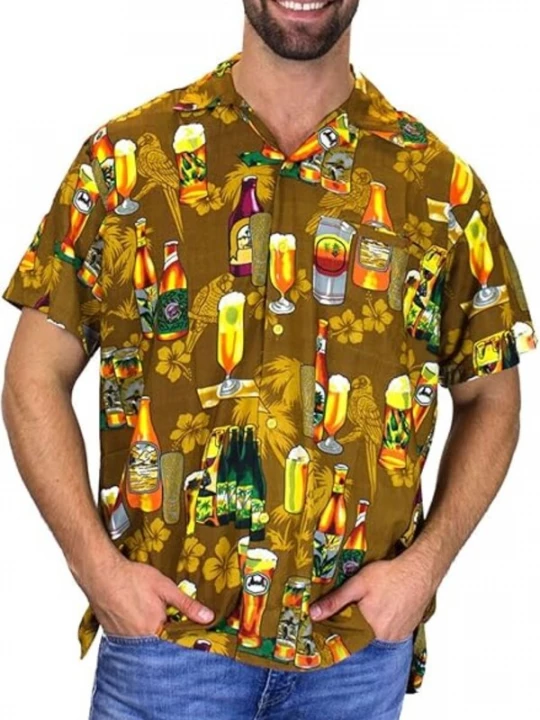 Foto van product King Kameha Shirt 'Beerbottle' mosterd