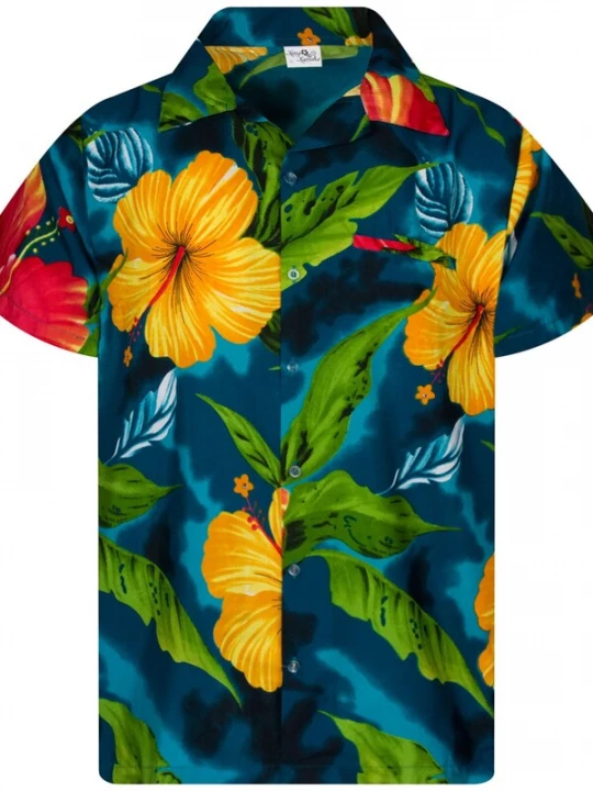 Foto van product King Kameha Shirt 'Big Flower' petrol