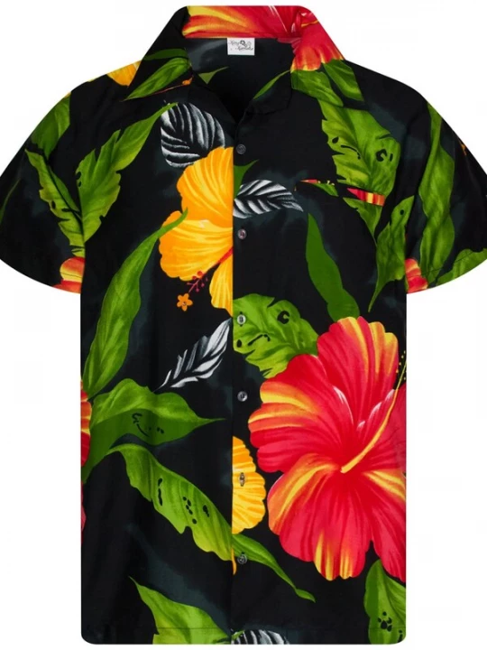 Foto van product King Kameha Shirt 'Big Flower' zwart