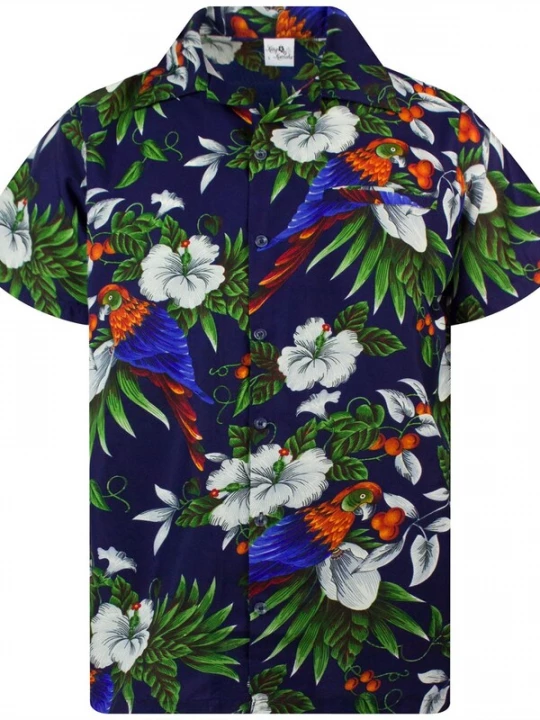 Foto van product King Kameha Shirt 'Cherryparrot' donkerblauw