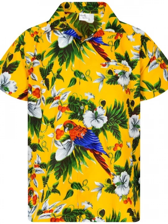 Foto van product King Kameha Shirt 'Cherryparrot' geel