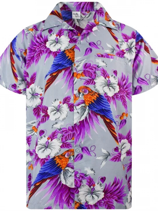 Foto van product King Kameha Shirt 'Cherryparrot' grijs