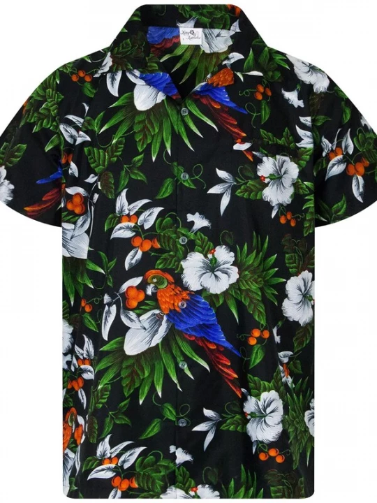 Foto van product King Kameha Shirt 'Cherryparrot' zwart