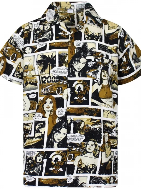 Foto van product King Kameha Shirt 'Comic' sepia