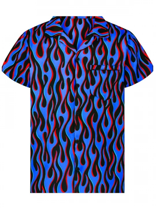 Foto van product King Kameha Shirt 'Flames Allover' blauw
