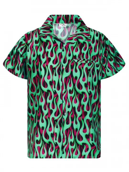 Foto van product King Kameha Shirt 'Flames Allover' groen