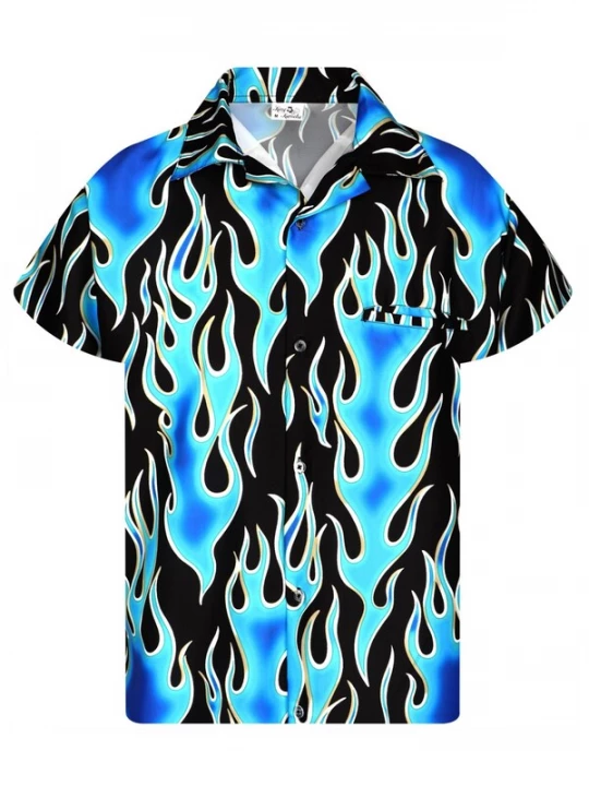 Foto van product King Kameha Shirt 'Flames Wild' blauw