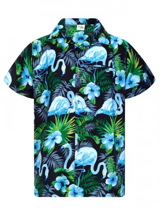 Foto van product King Kameha Shirt 'Flamingo Flowers' blauw