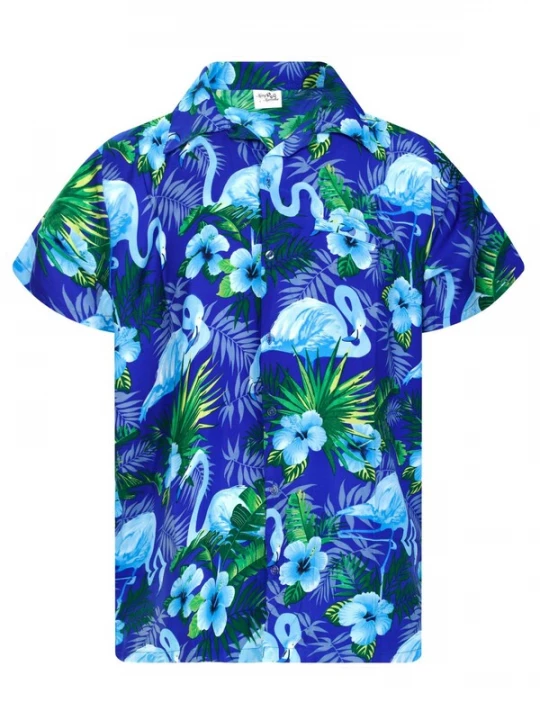 Foto van product King Kameha Shirt 'Flamingo Flowers' hemelsblauw