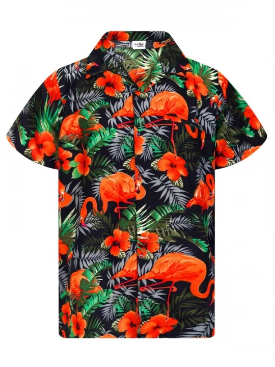 Foto van product King Kameha Shirt 'Flamingo Flowers' oranje