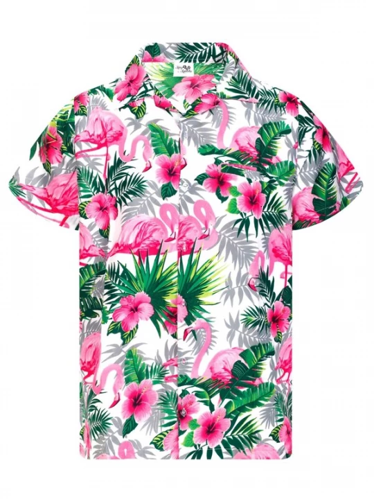Foto van product King Kameha Shirt 'Flamingo Flowers' wit