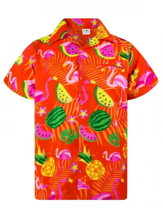 Foto van product King Kameha Shirt 'Flamingo Melone' oranje