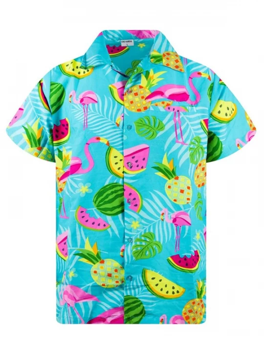 Foto van product King Kameha Shirt 'Flamingo Melone' turquoise