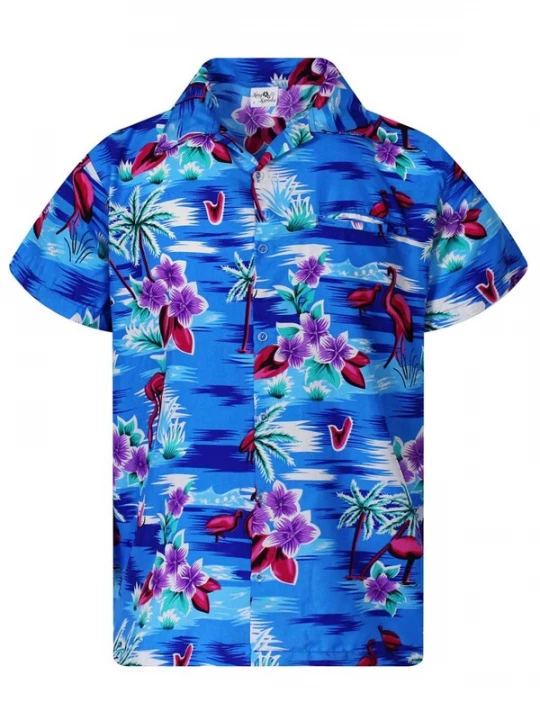 Foto van product King Kameha Shirt 'Flamingos' blauw