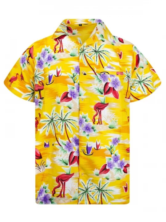 Foto van product King Kameha Shirt 'Flamingos' geel