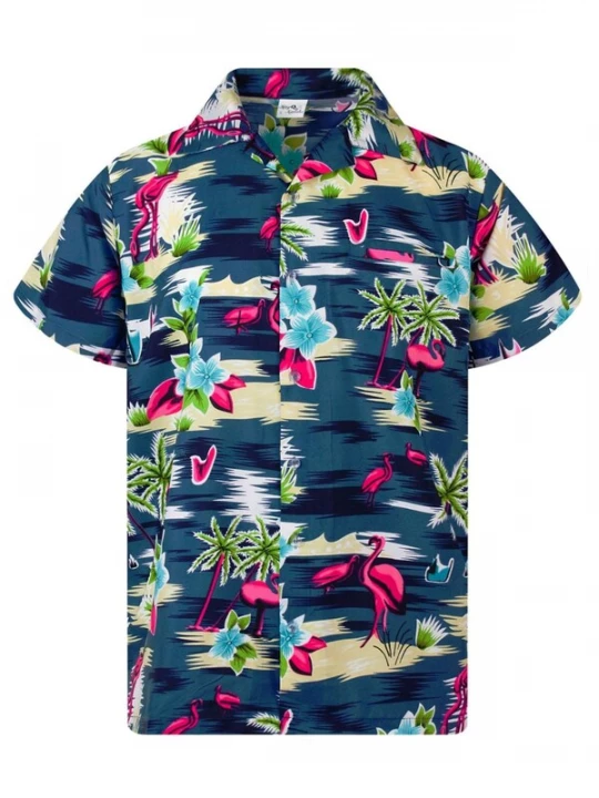 Foto van product King Kameha Shirt 'Flamingos' grijs