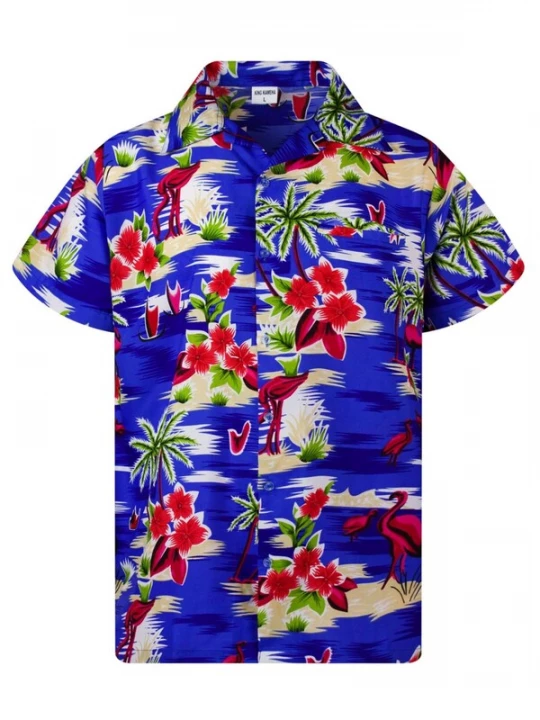 Foto van product King Kameha Shirt 'Flamingos' indigo