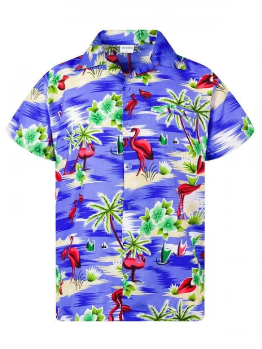 Foto van product King Kameha Shirt 'Flamingos' lichtblauw
