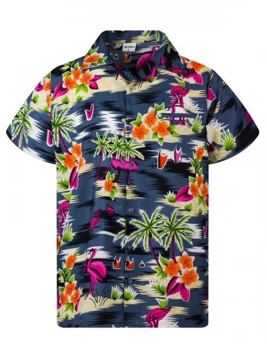 Foto van product King Kameha Shirt 'Flamingos' zwart