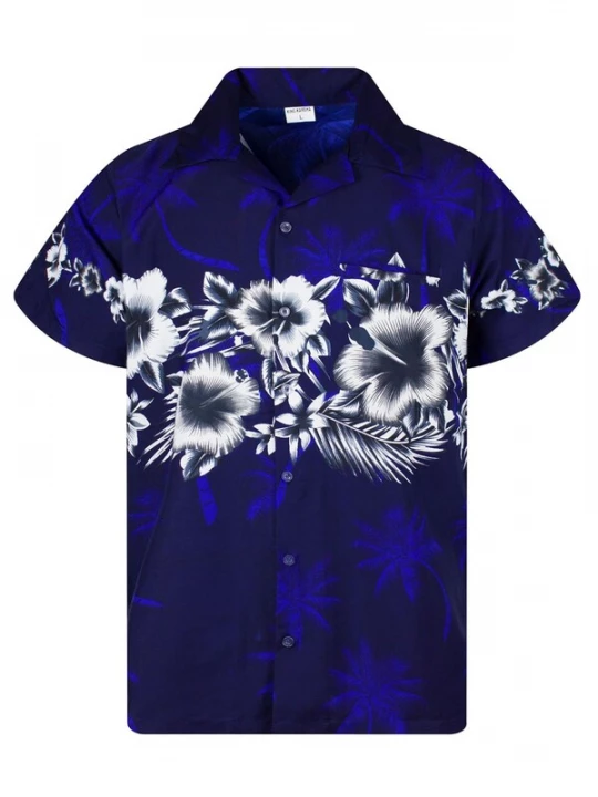 Foto van product King Kameha Shirt 'Flower Chest' blauw